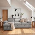 Hudson Universal Corner Sofa Bed - Grey Fabric - Pull Out