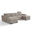 Alaya U Shape Corner Sofa Bed - Beige Fabric - Pull Out