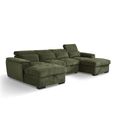 Alaya U Shape Corner Sofa Bed - Green Fabric - Pull Out