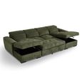 Alaya U Shape Corner Sofa Bed - Green Fabric - Pull Out
