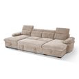 Hudson U Shape Corner Sofa Bed - Beige Fabric - Pull Out