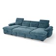 Hudson U Shape Corner Sofa Bed - Blue Fabric - Pull Out