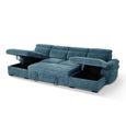Hudson U Shape Corner Sofa Bed - Blue Fabric - Pull Out