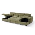 Hudson U Shape Corner Sofa Bed - Green Fabric - Pull Out