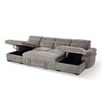 Hudson U Shape Corner Sofa Bed - Grey Fabric - Pull Out