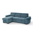 Hudson Universal Corner Sofa Bed - Blue Fabric - Pull Out