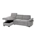 Hudson Universal Corner Sofa Bed - Grey Fabric - Pull Out