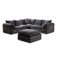 Solaya Corner Sofa - Black Fabric - Large