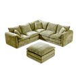 Solaya Corner Sofa - Green Fabric - Large