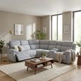 Owen Electric Recliner Corner Sofa - Grey Fabric - Console