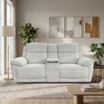 Owen Electric Recliner Sofa - Beige Fabric - 2 Seater - Console