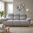 Owen Electric Recliner Sofa - Grey Fabric - 3 Seater