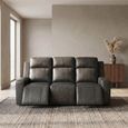 Barcelona Electric Recliner Sofa - Grey Leather - 3 Seater