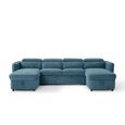Capri U Shape Corner Sofa Bed - Blue Fabric - Pull Out