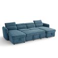 Capri U Shape Corner Sofa Bed - Blue Fabric - Pull Out