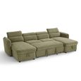 Capri U Shape Corner Sofa Bed - Green Fabric - Pull Out