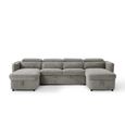Capri U Shape Corner Sofa Bed - Grey Fabric - Pull Out