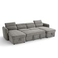 Capri U Shape Corner Sofa Bed - Grey Fabric - Pull Out