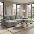 Como U Shape Corner Sofa Bed - Grey Fabric - Pull Out