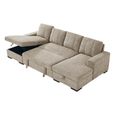 Como U Shape Corner Sofa Bed - Beige Fabric - Pull Out