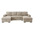 Como U Shape Corner Sofa Bed - Beige Fabric - Pull Out