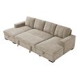 Como U Shape Corner Sofa Bed - Beige Fabric - Pull Out