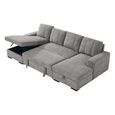Como U Shape Corner Sofa Bed - Grey Fabric - Pull Out