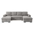 Como U Shape Corner Sofa Bed - Grey Fabric - Pull Out