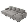 Como U Shape Corner Sofa Bed - Grey Fabric - Pull Out