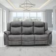 Leon Electric Recliner Sofa - Grey Fabric - 3 Seater