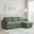 Moscow Universal Corner Sofa Bed - Green Fabric - Pull Out