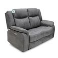 Leon Electric Recliner Sofa - Grey Fabric - 2 Seater