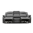 Leon Electric Recliner Sofa - Grey Fabric - 3 Seater