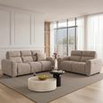 Toronto Electric Recliner Sofa - Beige Fabric - 3+2 Seater