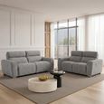 Toronto Electric Recliner Sofa - Grey Fabric - 3+2 Seater