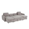 Moscow U Shape Corner Sofa Bed - Beige Fabric - Pull Out