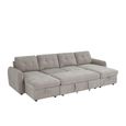 Moscow U Shape Corner Sofa Bed - Beige Fabric - Pull Out