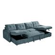 Moscow U Shape Corner Sofa Bed - Blue Fabric - Pull Out