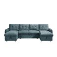 Moscow U Shape Corner Sofa Bed - Blue Fabric - Pull Out