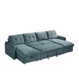 Moscow U Shape Corner Sofa Bed - Blue Fabric - Pull Out
