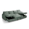 Moscow U Shape Corner Sofa Bed - Green Fabric - Pull Out