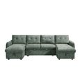 Moscow U Shape Corner Sofa Bed - Green Fabric - Pull Out