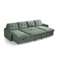 Moscow U Shape Corner Sofa Bed - Green Fabric - Pull Out