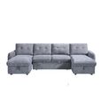 Moscow U Shape Corner Sofa Bed - Grey Fabric - Pull Out