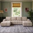Shanghai Luxury U Shape Corner Sofa Bed - Beige Fabric