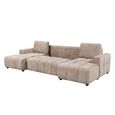 Shanghai Luxury U Shape Corner Sofa Bed - Beige Fabric