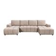 Shanghai Luxury U Shape Corner Sofa Bed - Beige Fabric