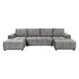 Shanghai Luxury U Shape Corner Sofa Bed - Grey Fabric