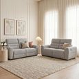 Tokyo Electric Recliner Sofa - Grey Fabric - 3+2 Seater