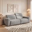 Tokyo Electric Recliner Sofa - Grey Fabric - 3 Seater
